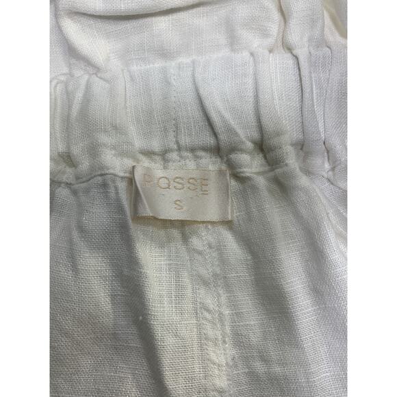Posse Exclusive White 'Ducky' Oversized Paperbag-Waist Linen Shorts Size S - Picture 4 of 5
